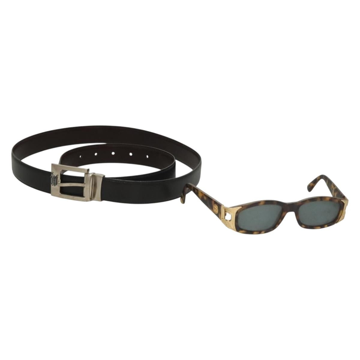 Gianni Versace Sunglasses Belt 2Set Black Brown Auth bs27236