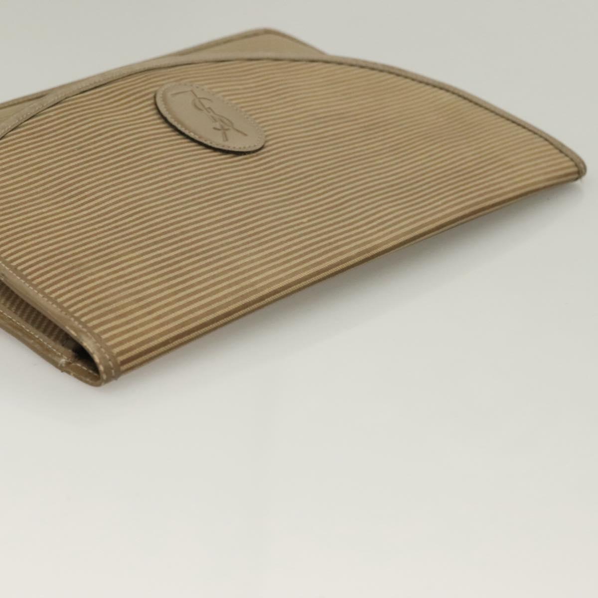 SAINT LAURENT Clutch Bag Leather PVC 4Set Black Gray beige Auth bs27239