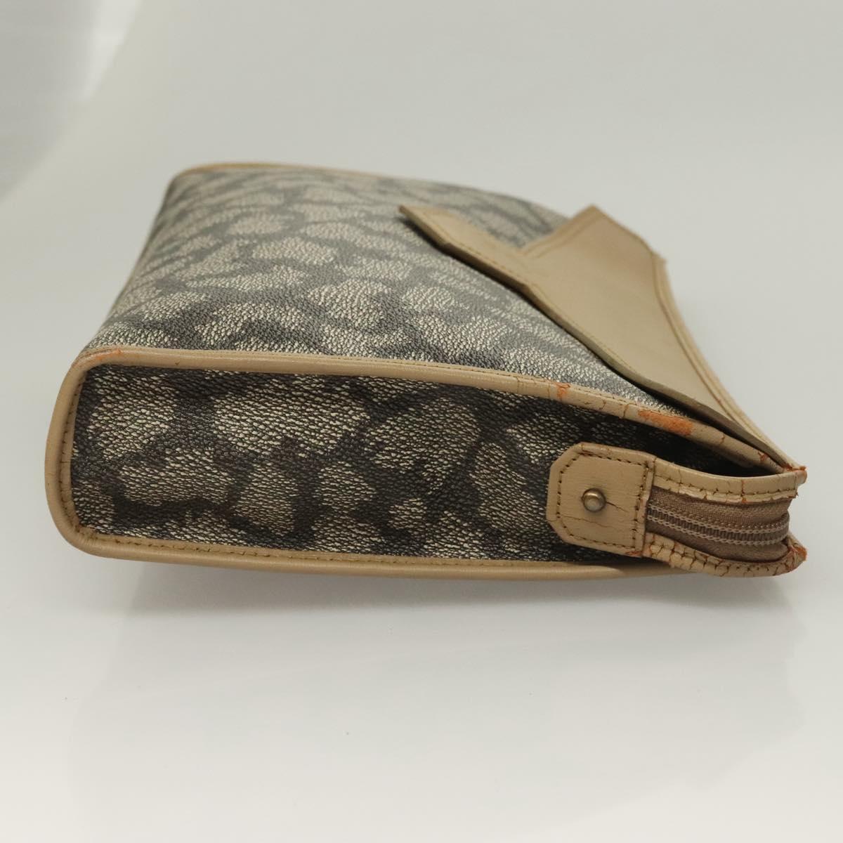 SAINT LAURENT Clutch Bag Leather PVC 4Set Black Gray beige Auth bs27239