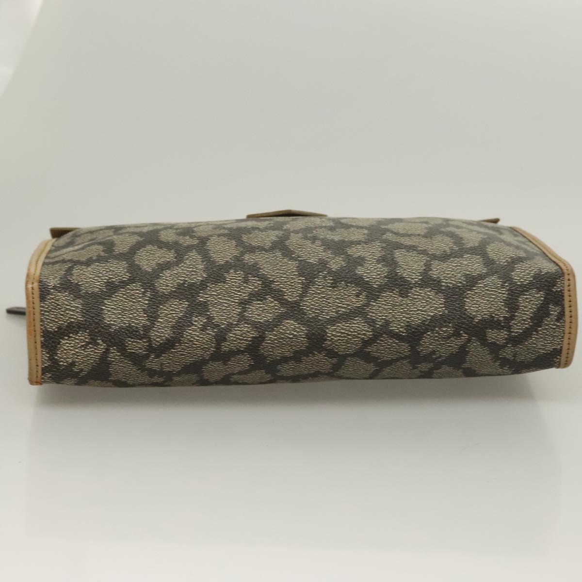 SAINT LAURENT Clutch Bag Leather PVC 4Set Black Gray beige Auth bs27239