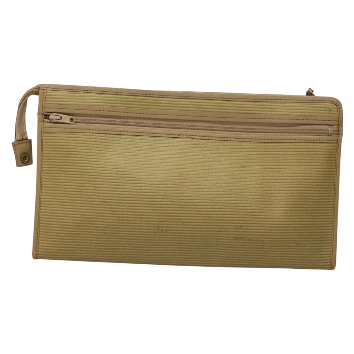 SAINT LAURENT Clutch Bag Leather PVC 4Set Black Gray beige Auth bs27239