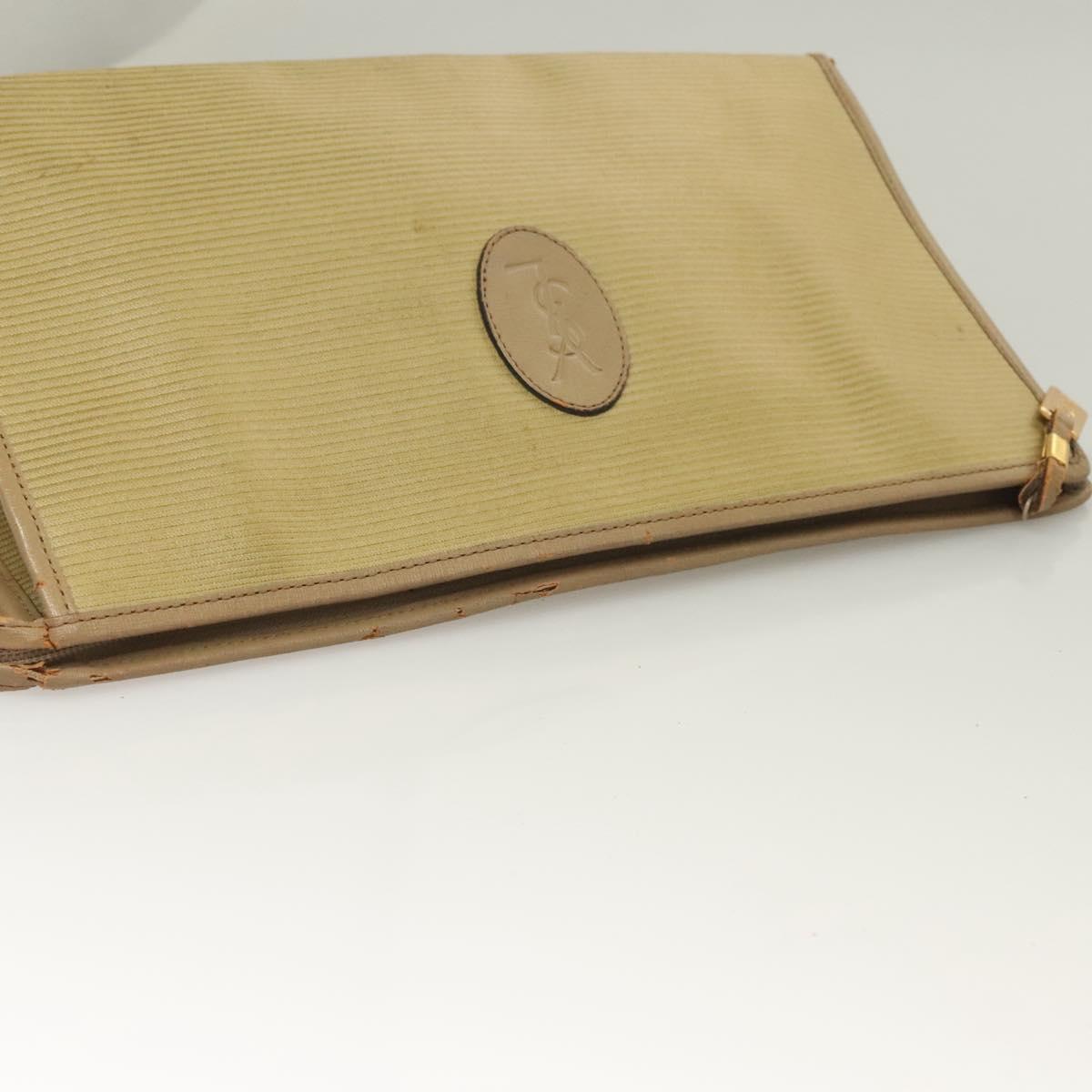 SAINT LAURENT Clutch Bag Leather PVC 4Set Black Gray beige Auth bs27239