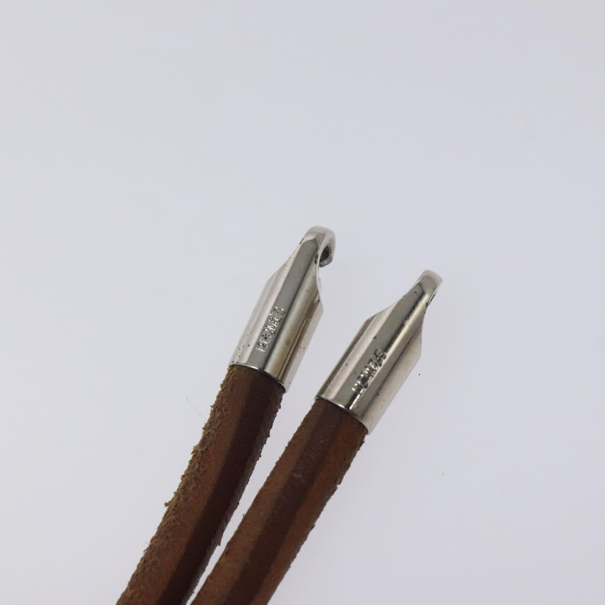 HERMES Laniere Bracelet Leather Brown Auth bs27243