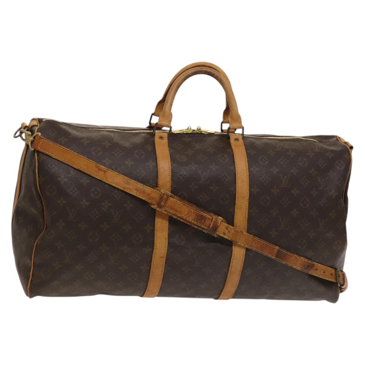 LOUIS VUITTON Monogram Keepall Bandouliere 60 Boston Bag M41412 LV Auth bs27246