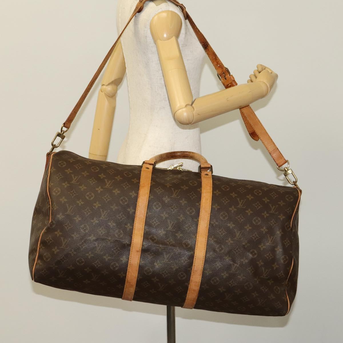 LOUIS VUITTON Monogram Keepall Bandouliere 60 Boston Bag M41412 LV Auth bs27246