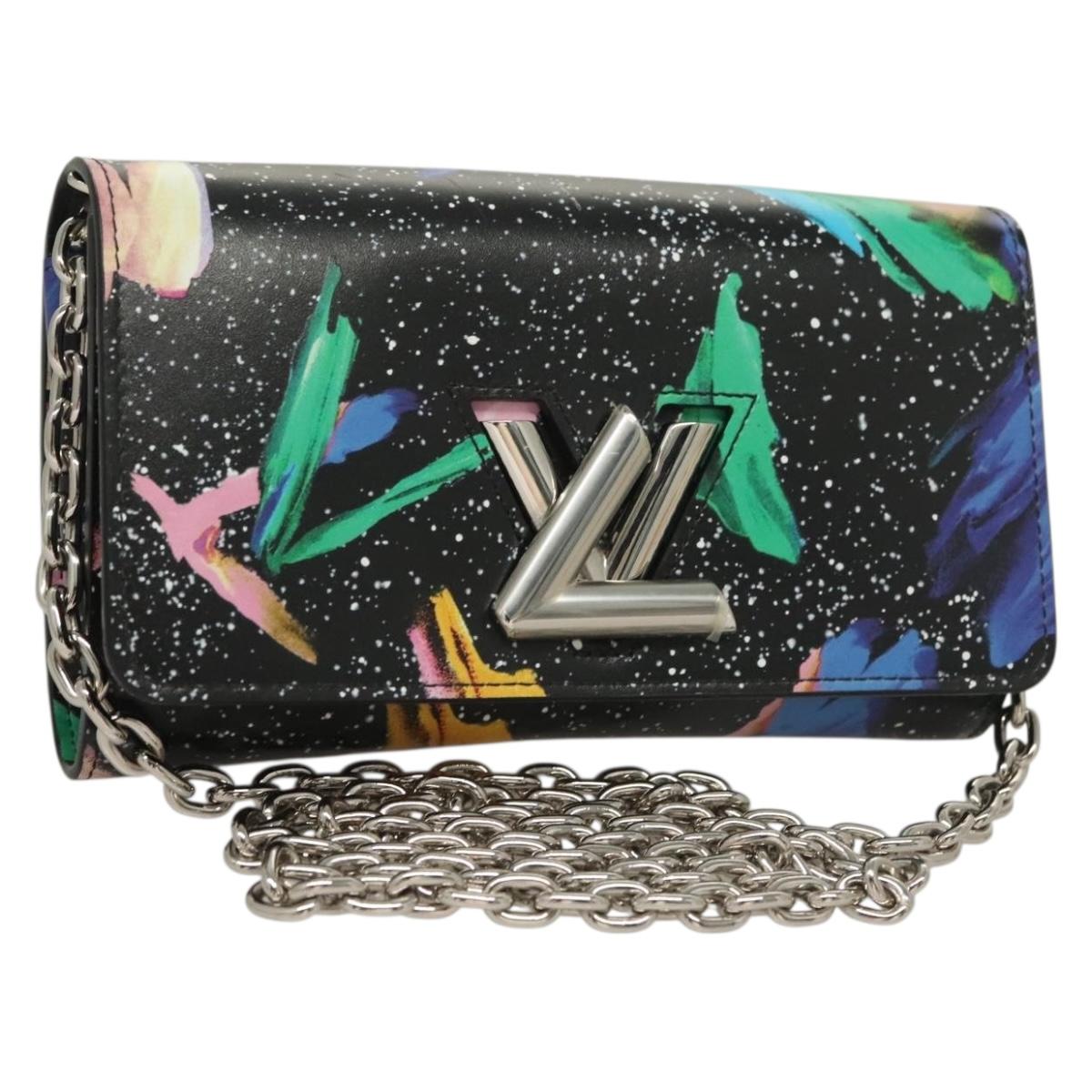 LOUIS VUITTON Splash Print Portefeuille Chain Wallet Black M67695 Auth bs27258M