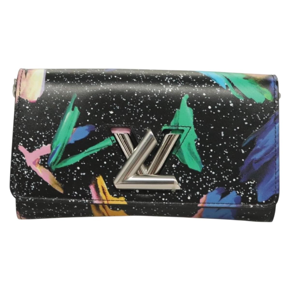 LOUIS VUITTON Splash Print Portefeuille Chain Wallet Black M67695 Auth bs27258M