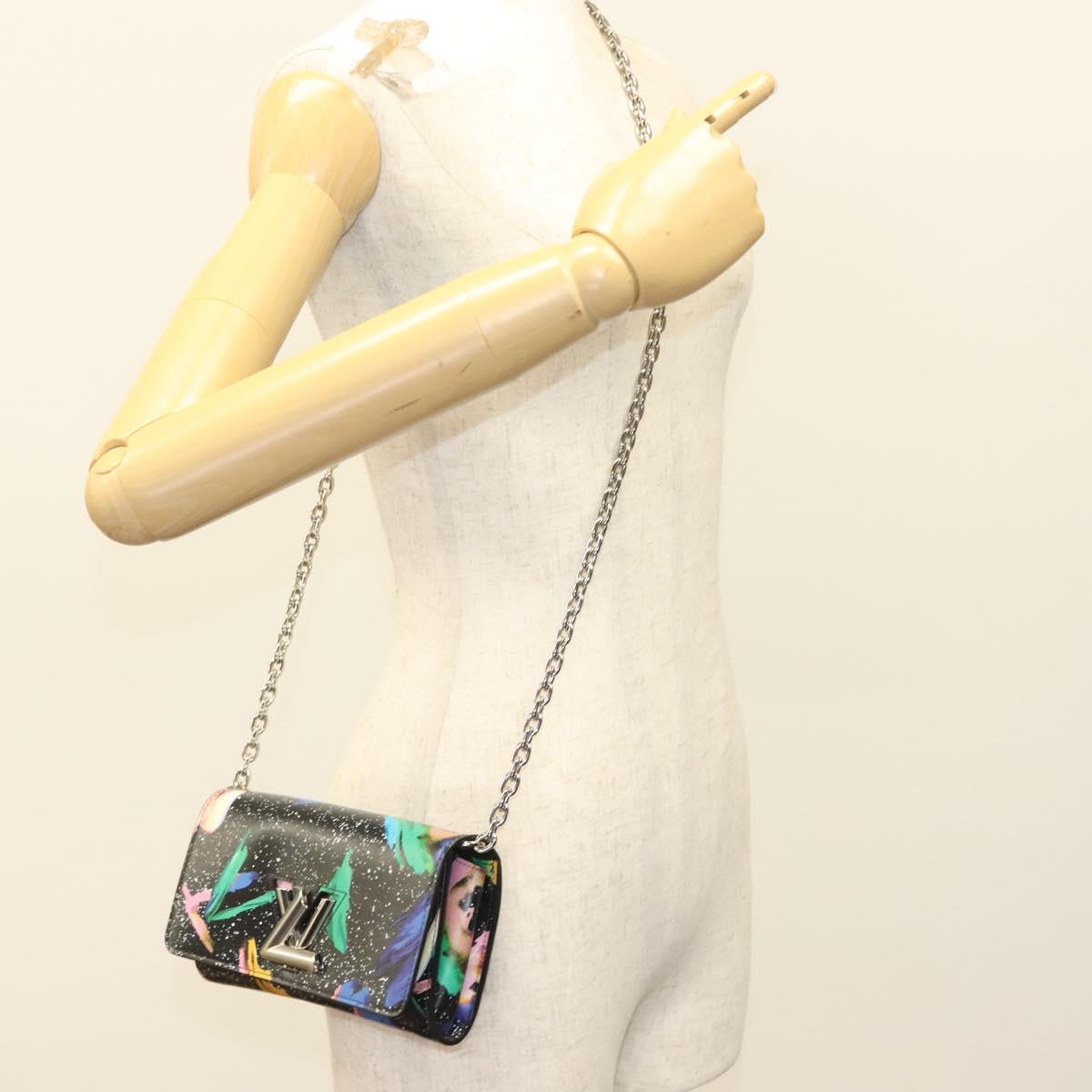 LOUIS VUITTON Splash Print Portefeuille Chain Wallet Black M67695 Auth bs27258M