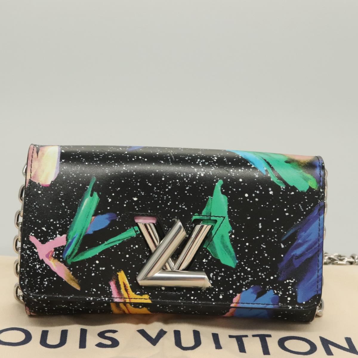 LOUIS VUITTON Splash Print Portefeuille Chain Wallet Black M67695 Auth bs27258M