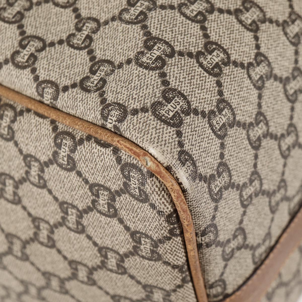GUCCI GG Plus Supreme Boston Bag PVC Beige Gold Auth bs27274
