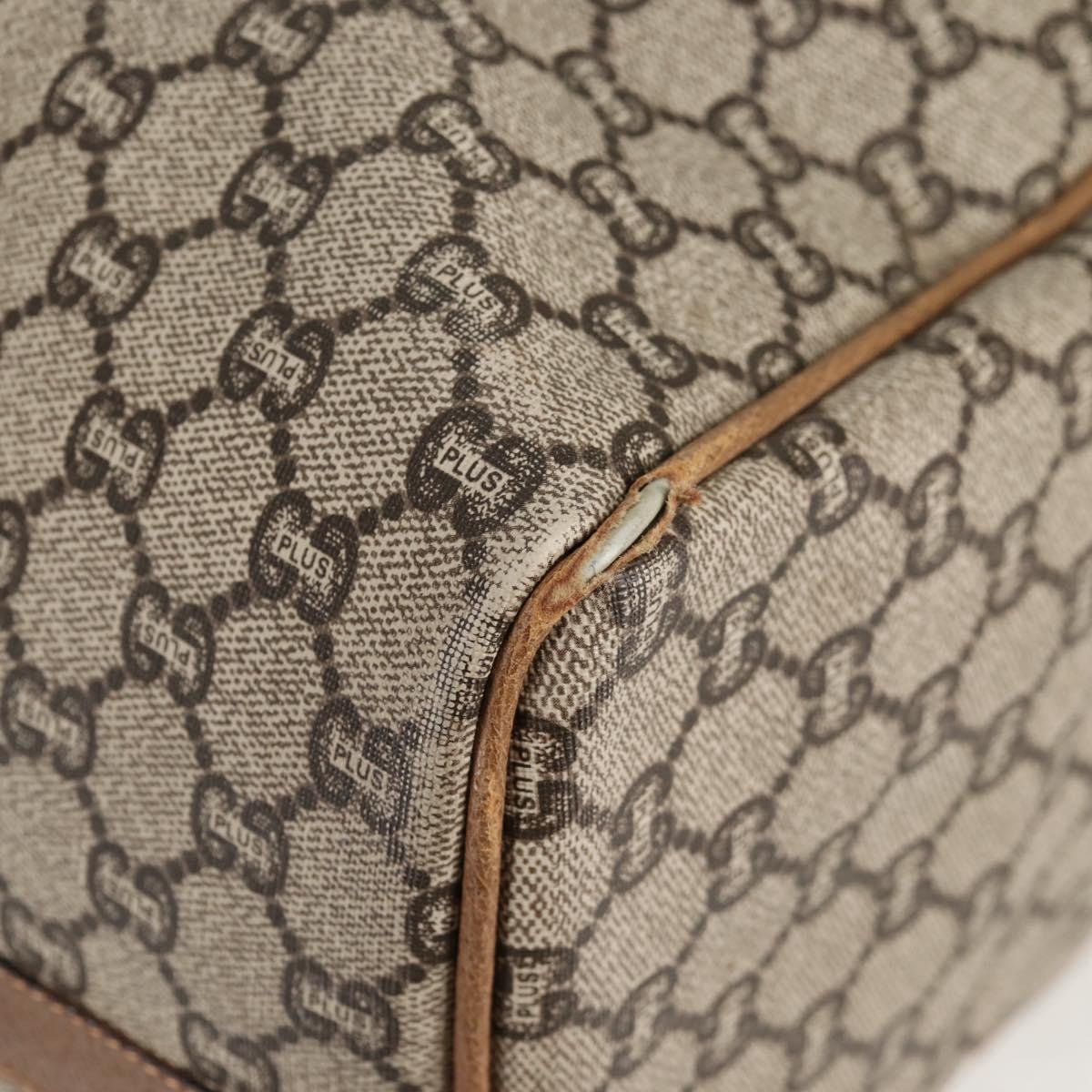 GUCCI GG Plus Supreme Boston Bag PVC Beige Gold Auth bs27274