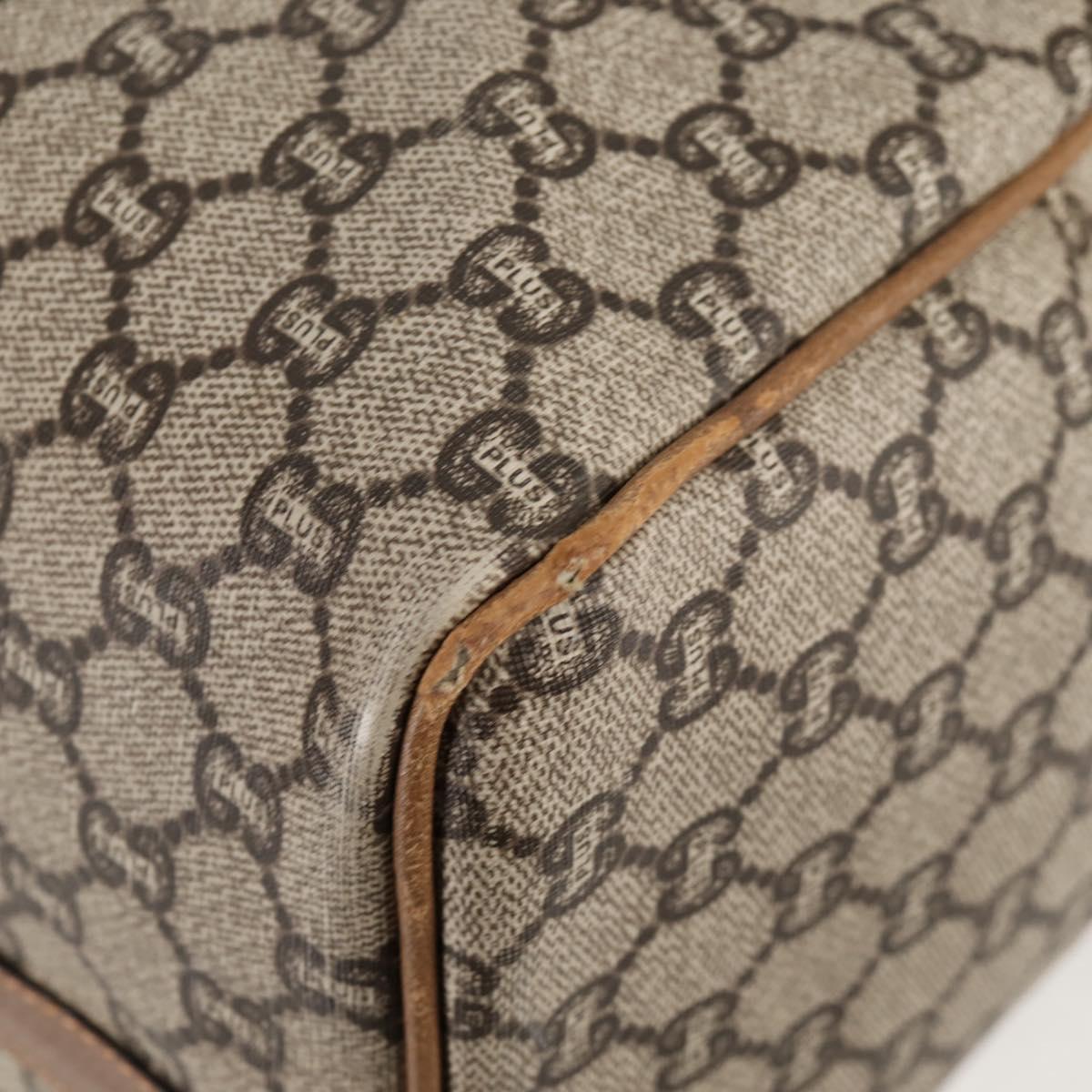 GUCCI GG Plus Supreme Boston Bag PVC Beige Gold Auth bs27274