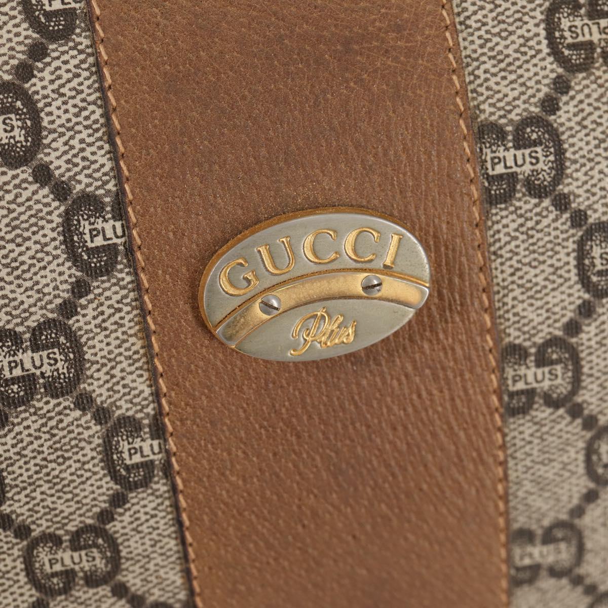 GUCCI GG Plus Supreme Boston Bag PVC Beige Gold Auth bs27274