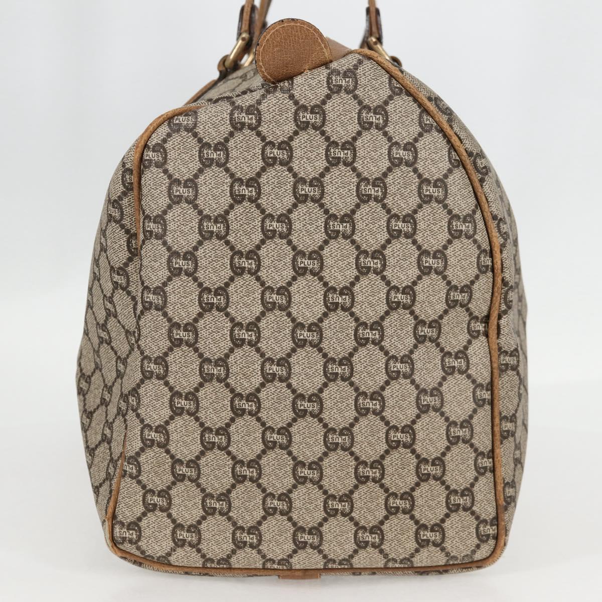 GUCCI GG Plus Supreme Boston Bag PVC Beige Gold Auth bs27274
