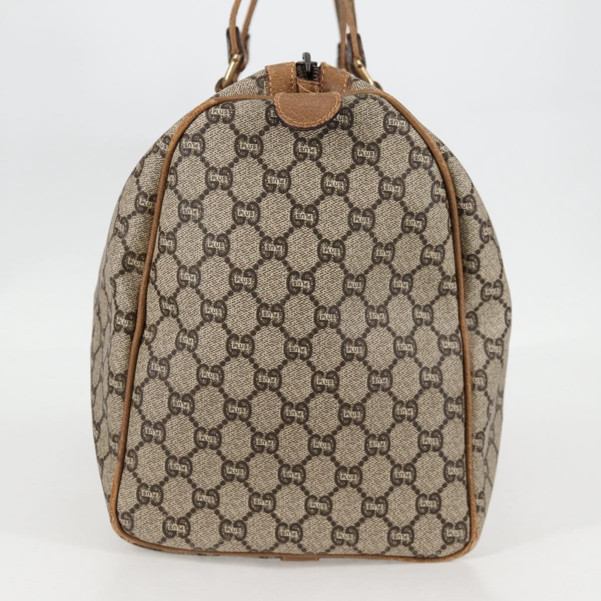 GUCCI GG Plus Supreme Boston Bag PVC Beige Gold Auth bs27274