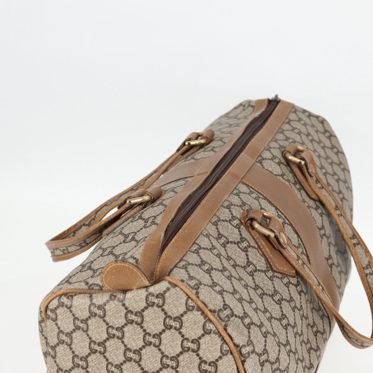 GUCCI GG Plus Supreme Boston Bag PVC Beige Gold Auth bs27274