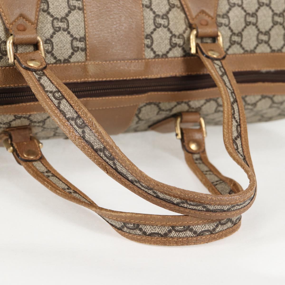 GUCCI GG Plus Supreme Boston Bag PVC Beige Gold Auth bs27274