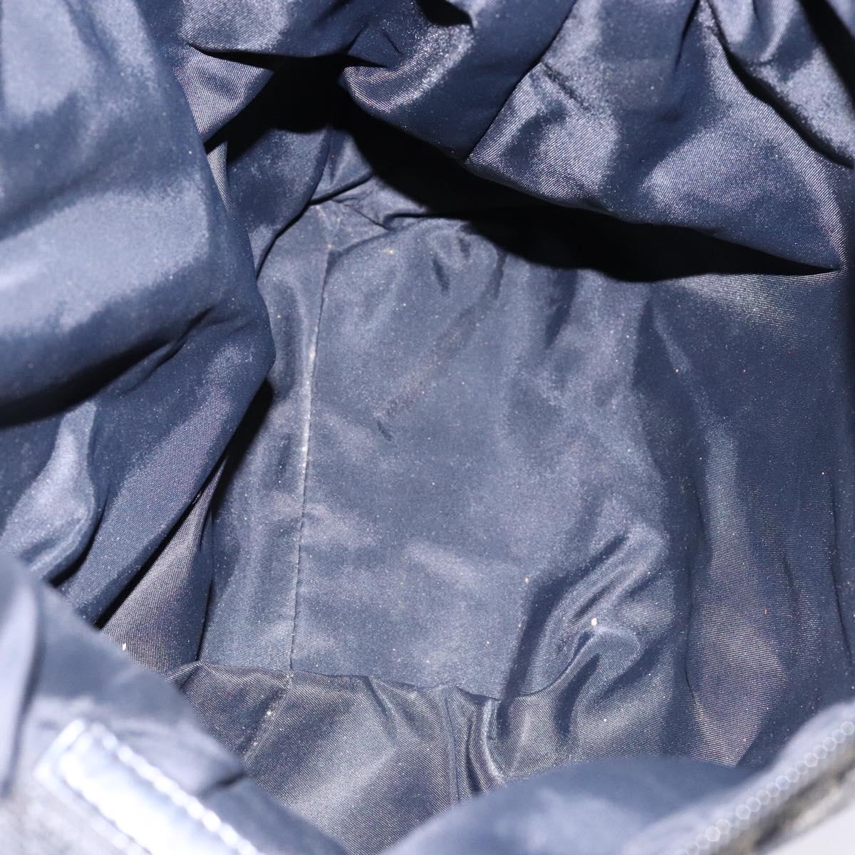 Christian Dior Trotter Canvas Shoulder Bag Navy Silver Auth bs27283