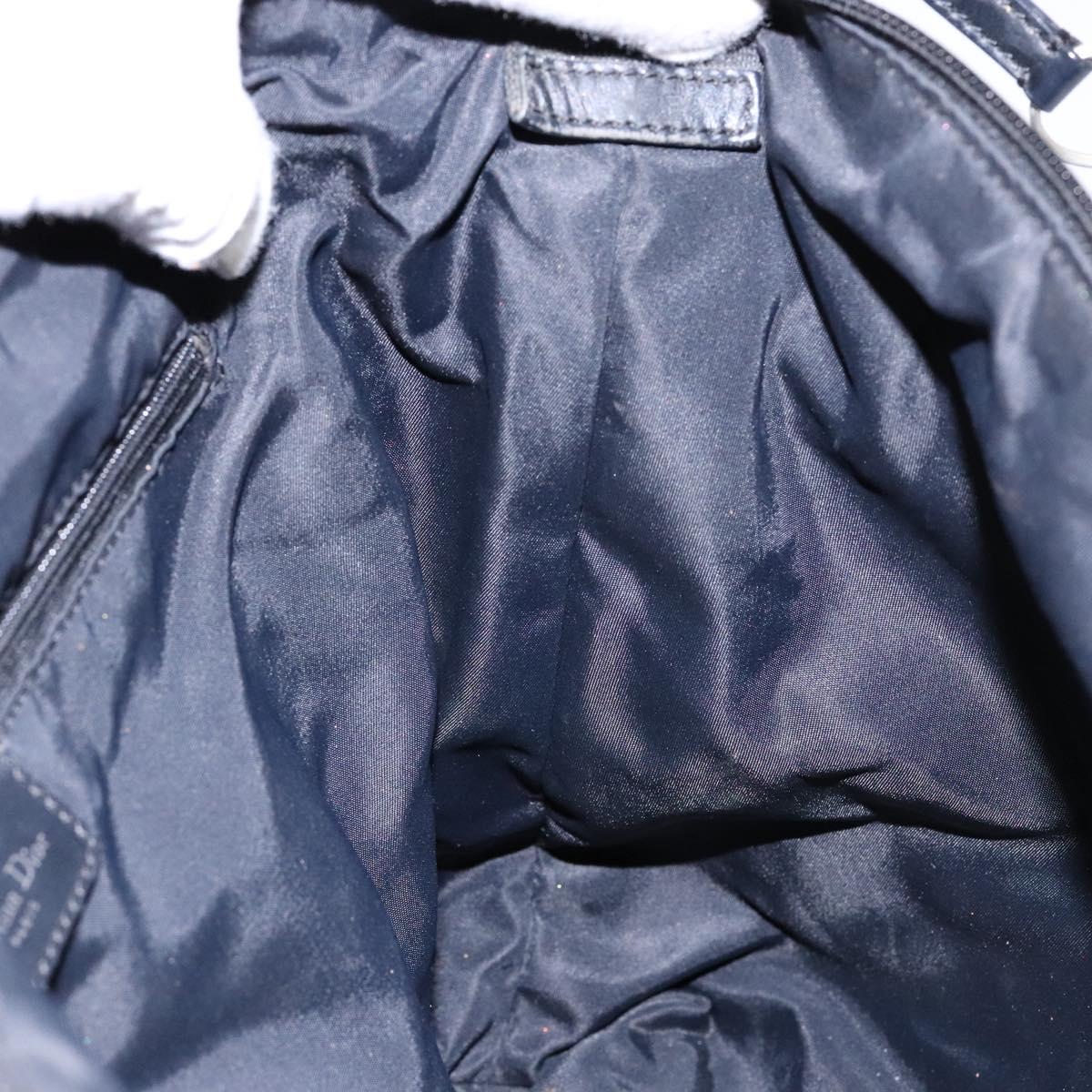 Christian Dior Trotter Canvas Shoulder Bag Navy Silver Auth bs27283