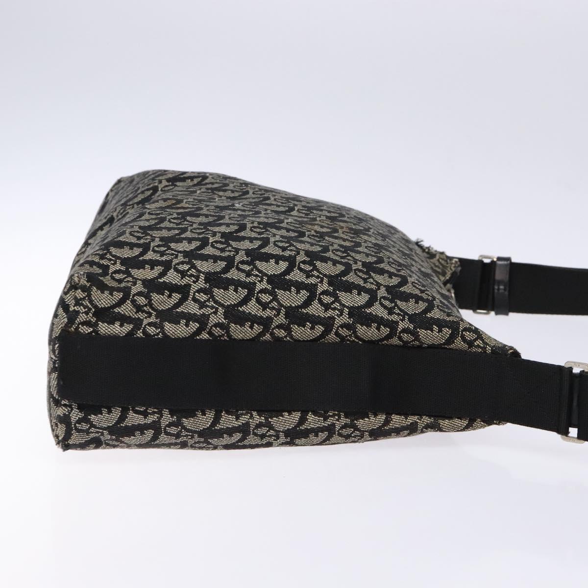 Christian Dior Trotter Canvas Shoulder Bag Navy Silver Auth bs27283