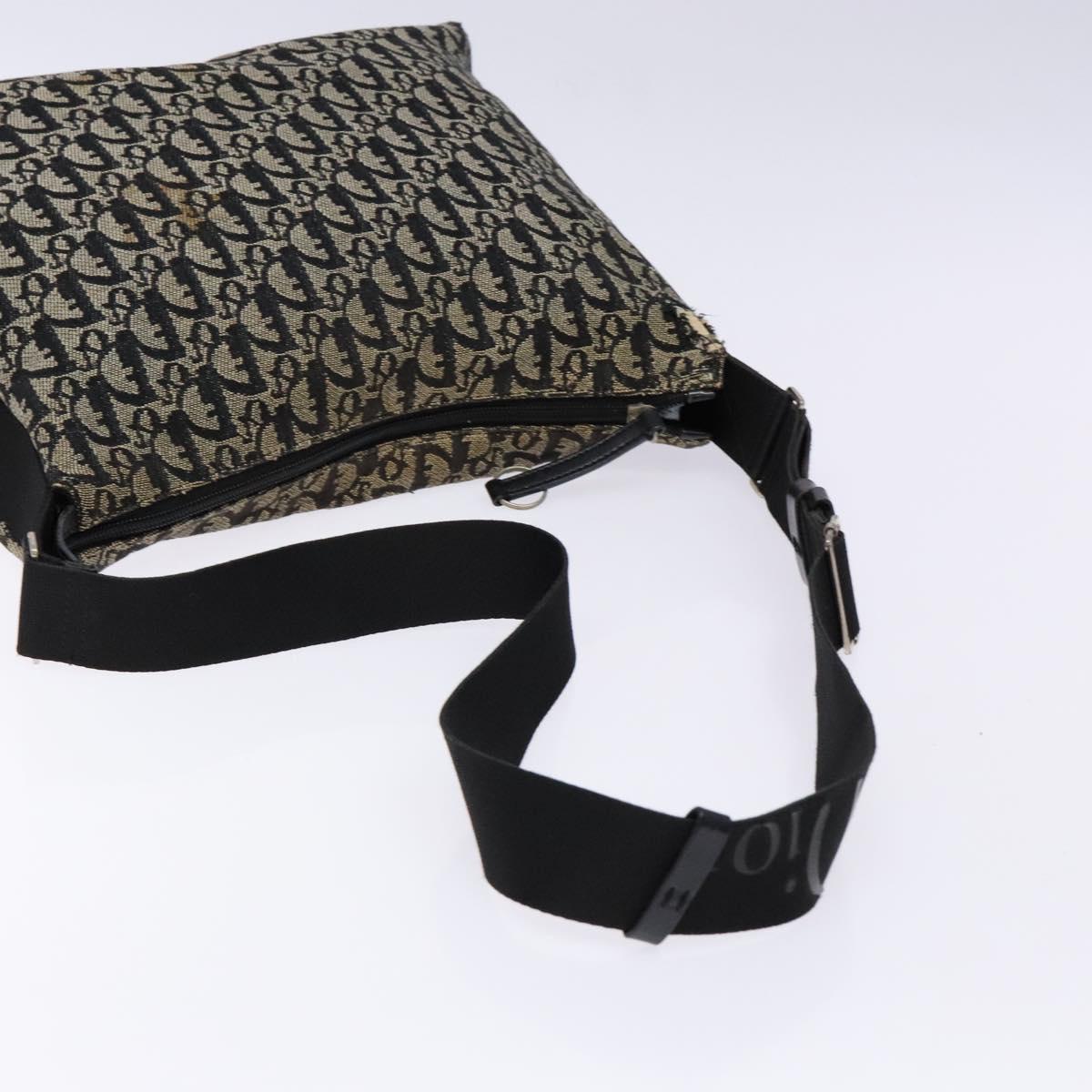 Christian Dior Trotter Canvas Shoulder Bag Navy Silver Auth bs27283