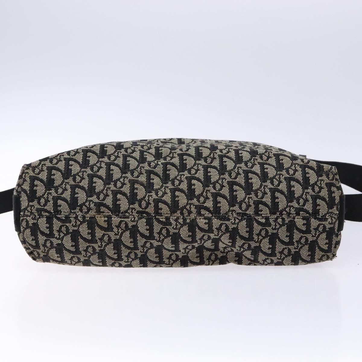 Christian Dior Trotter Canvas Shoulder Bag Navy Silver Auth bs27283