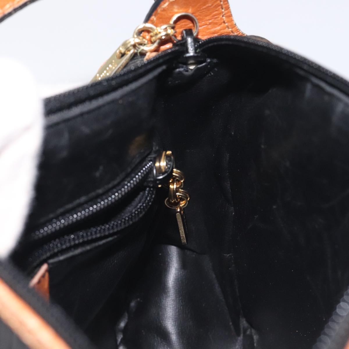 Salvatore Ferragamo Shoulder Bag Leather PVC Black Gold Auth bs27289