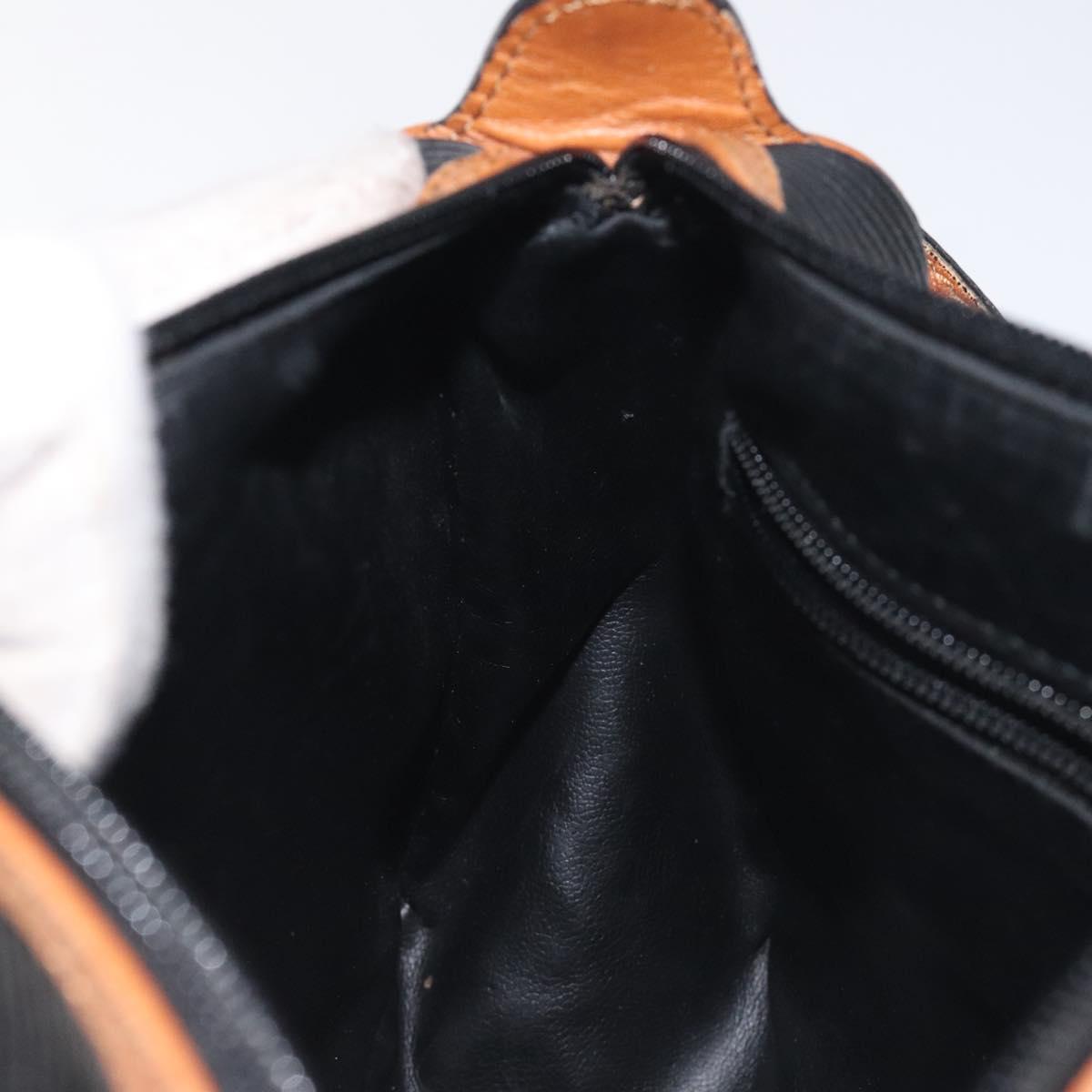 Salvatore Ferragamo Shoulder Bag Leather PVC Black Gold Auth bs27289