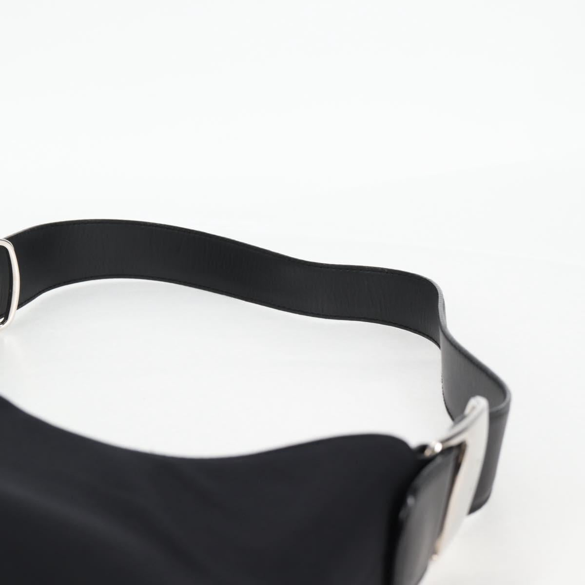 Salvatore Ferragamo Vala Shoulder Bag Nylon Black Silver Auth bs27290