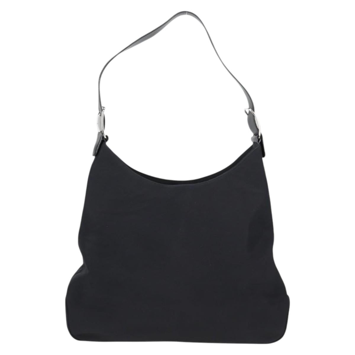 Salvatore Ferragamo Vala Shoulder Bag Nylon Black Silver Auth bs27290