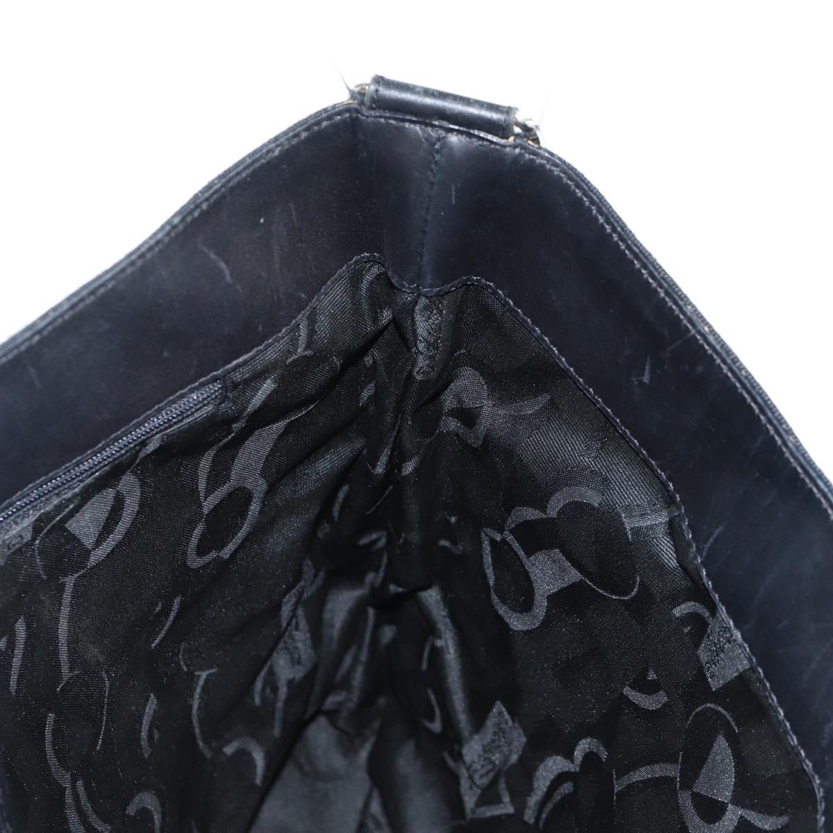 Salvatore Ferragamo Vala Shoulder Bag Canvas Black Silver Auth bs27291