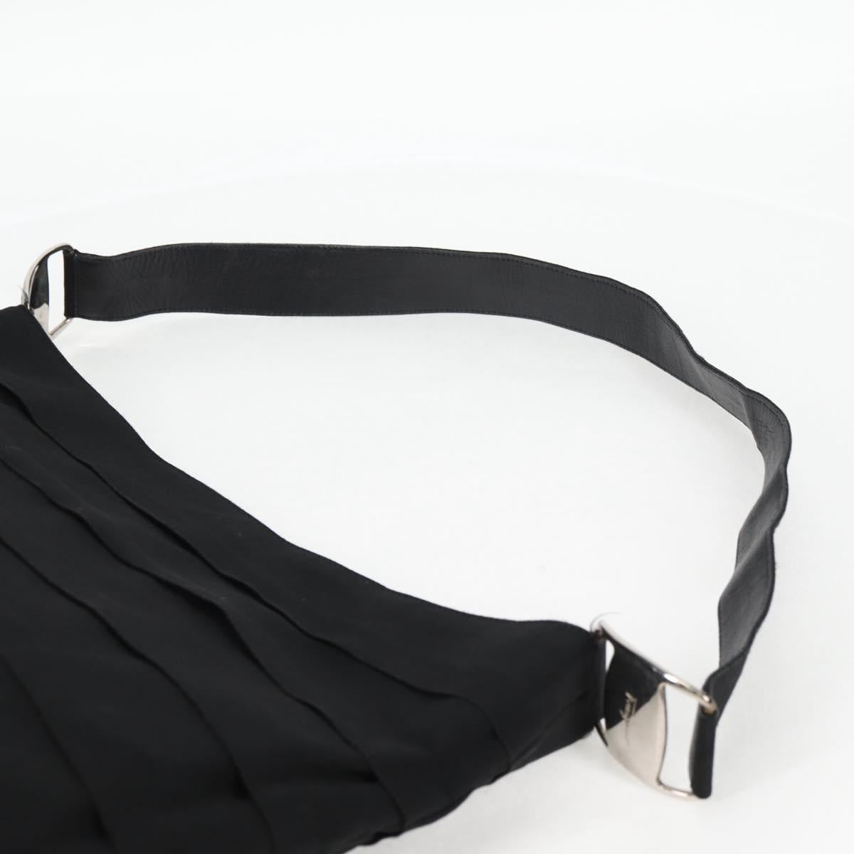 Salvatore Ferragamo Vala Shoulder Bag Canvas Black Silver Auth bs27291