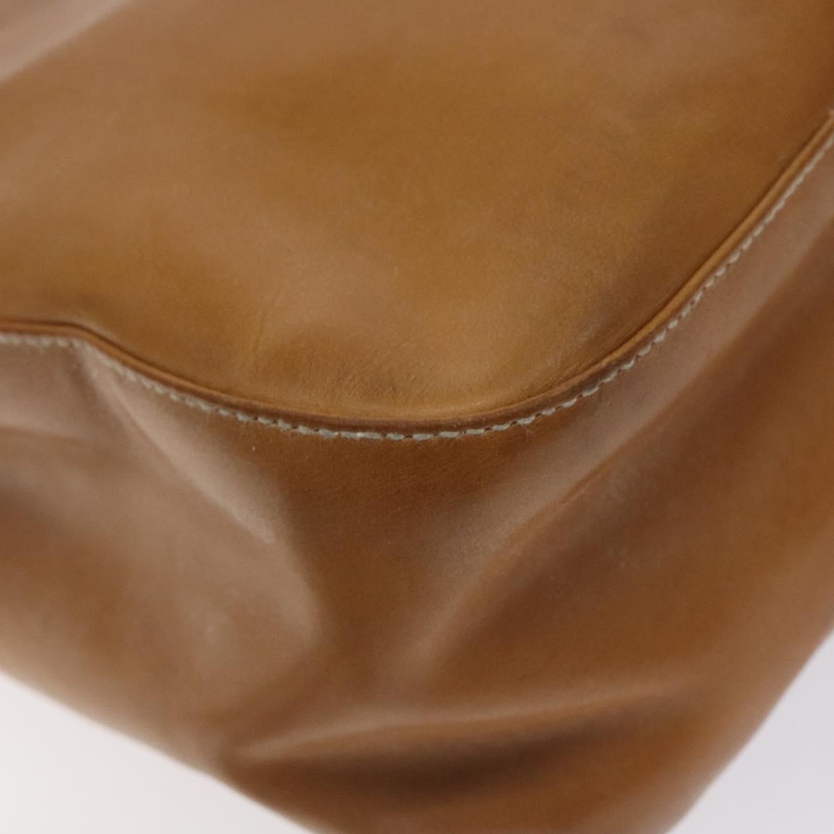 Salvatore Ferragamo Gancini Tote Bag Leather Brown Silver Auth bs27293