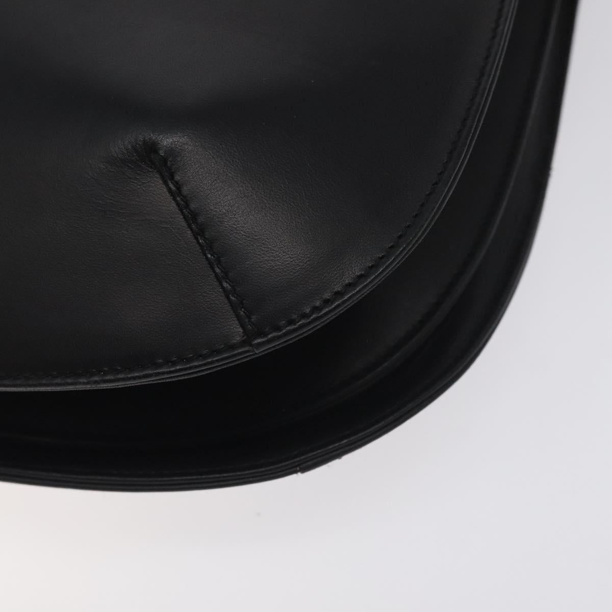 Salvatore Ferragamo Shoulder Bag Leather Black Gold Auth bs27295
