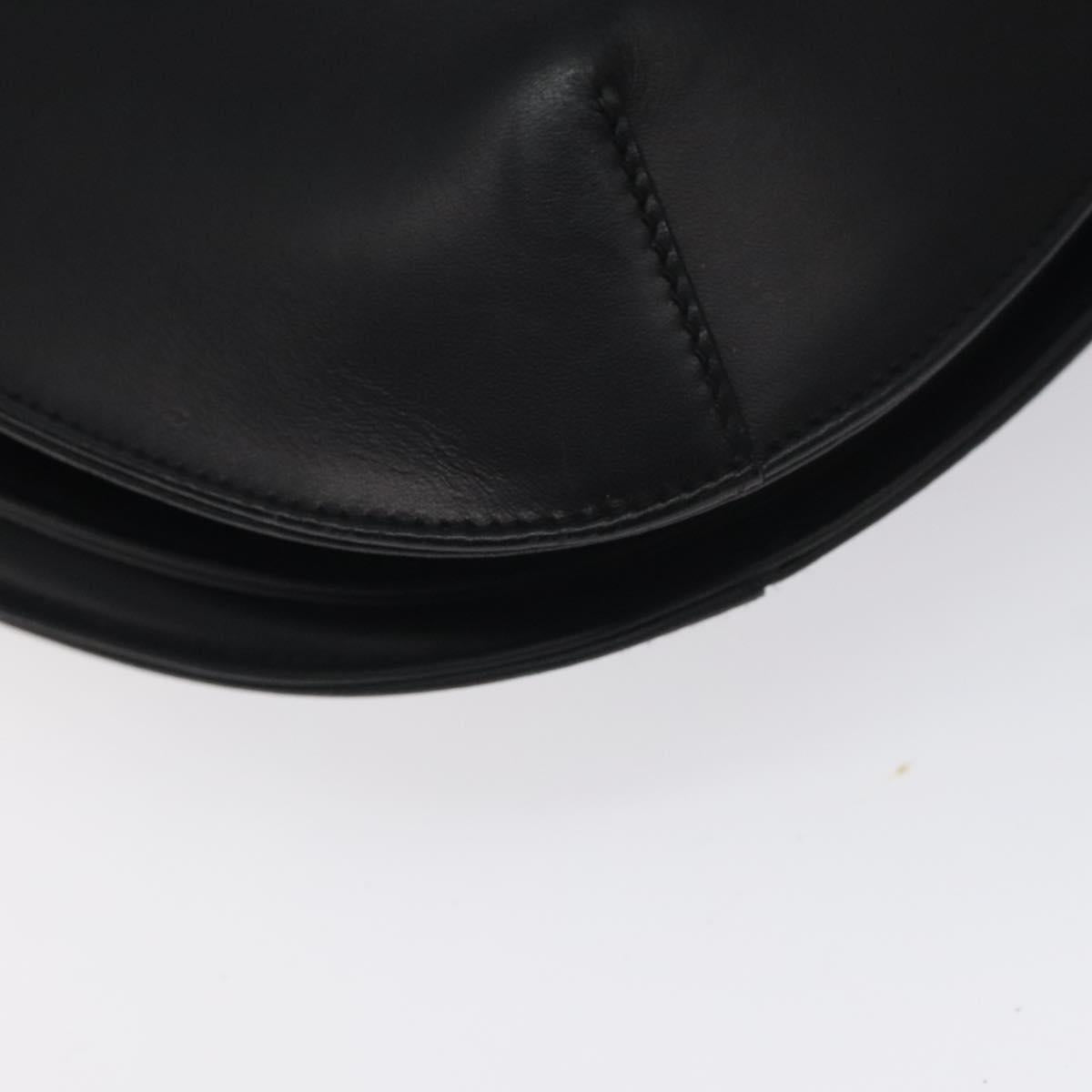 Salvatore Ferragamo Shoulder Bag Leather Black Gold Auth bs27295