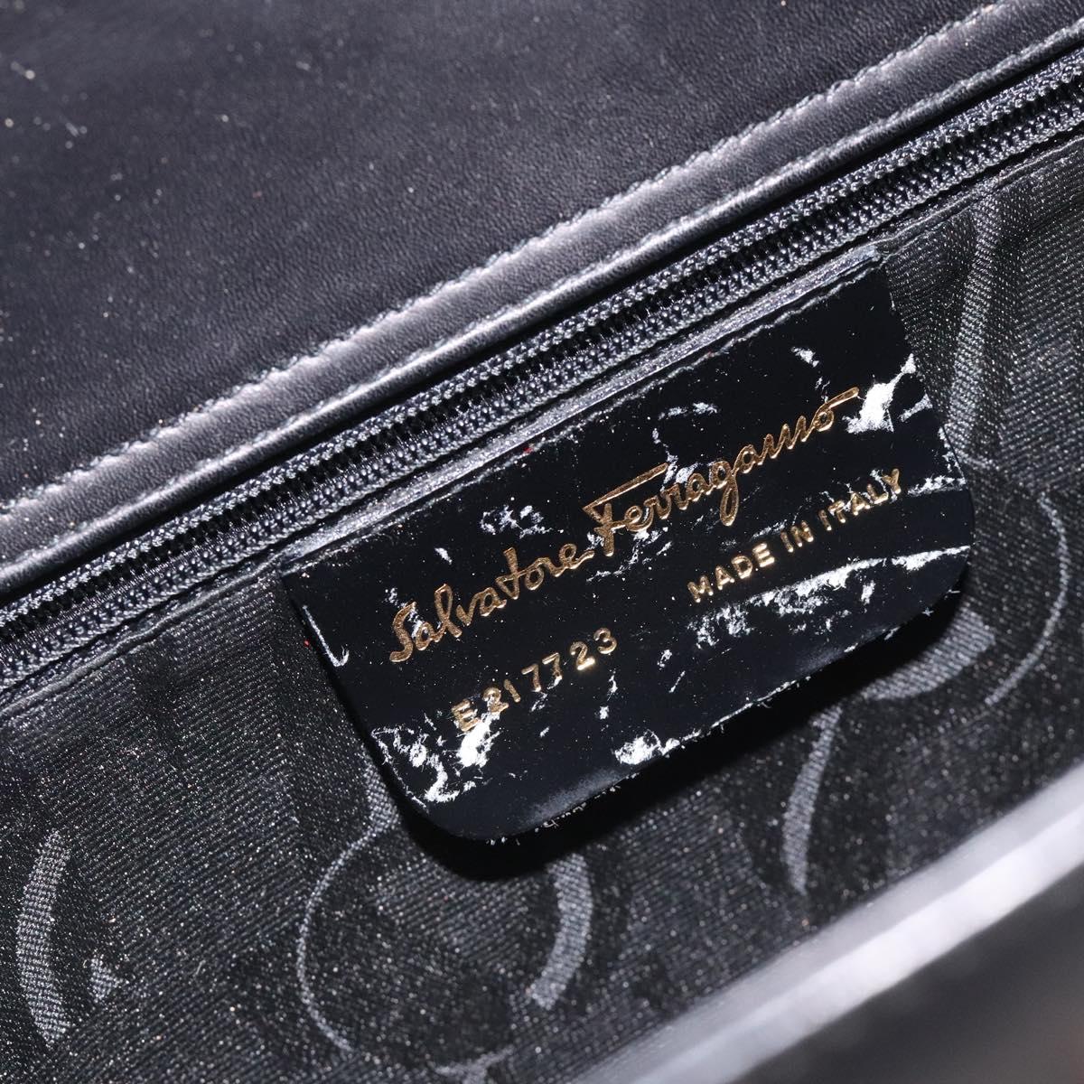 Salvatore Ferragamo Shoulder Bag Leather Black Gold Auth bs27295