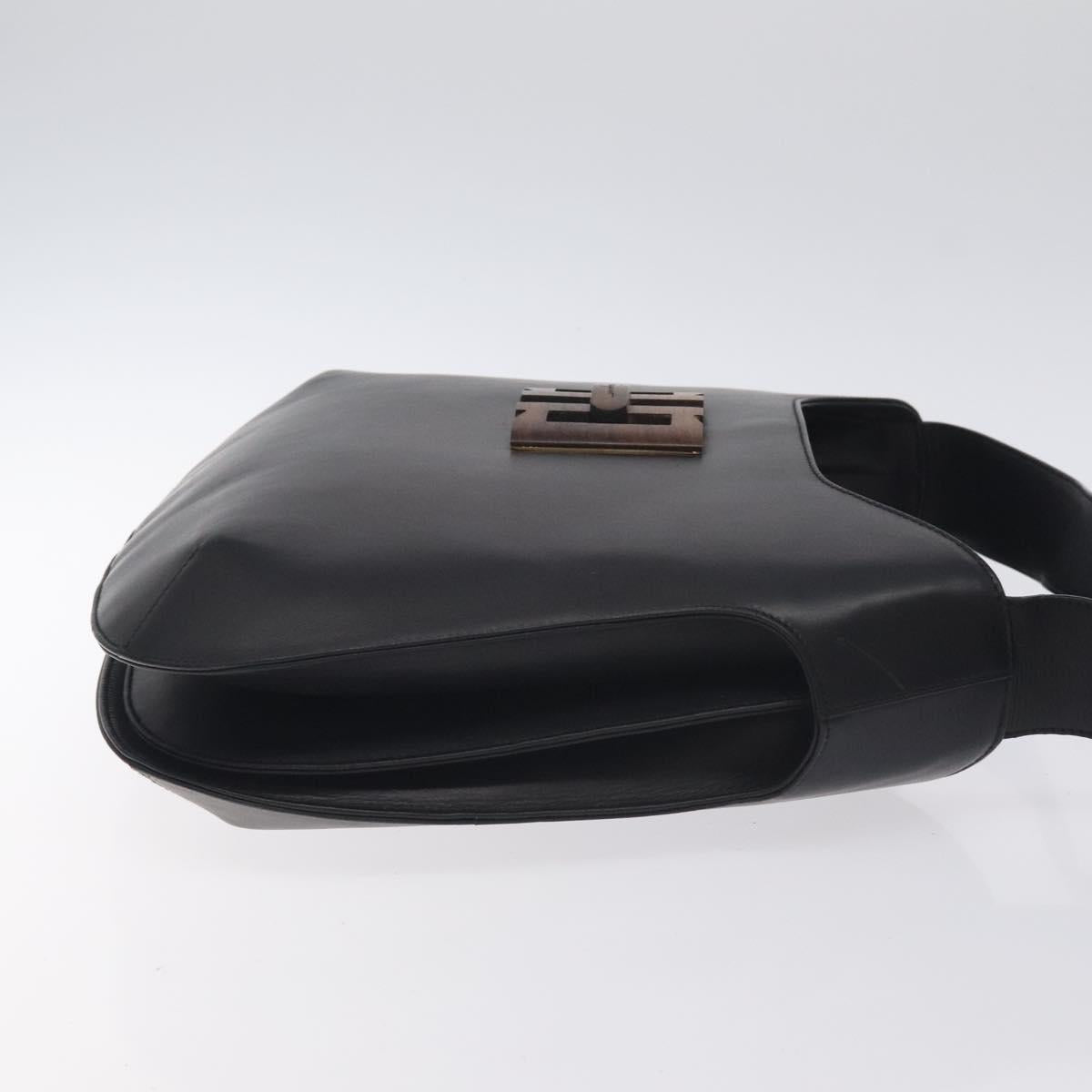 Salvatore Ferragamo Shoulder Bag Leather Black Gold Auth bs27295