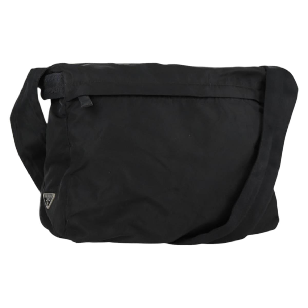 PRADA Shoulder Bag Nylon Black Silver Auth bs27299