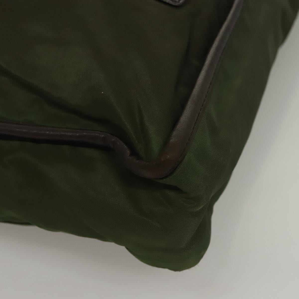 PRADA Tote Bag Nylon Khaki Silver Auth bs27300