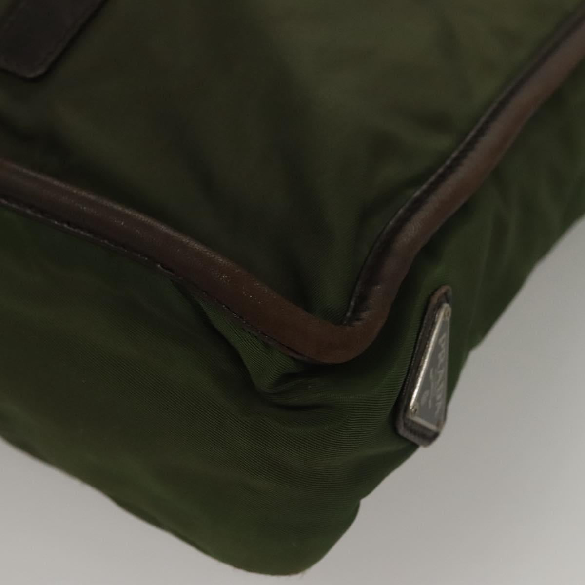 PRADA Tote Bag Nylon Khaki Silver Auth bs27300