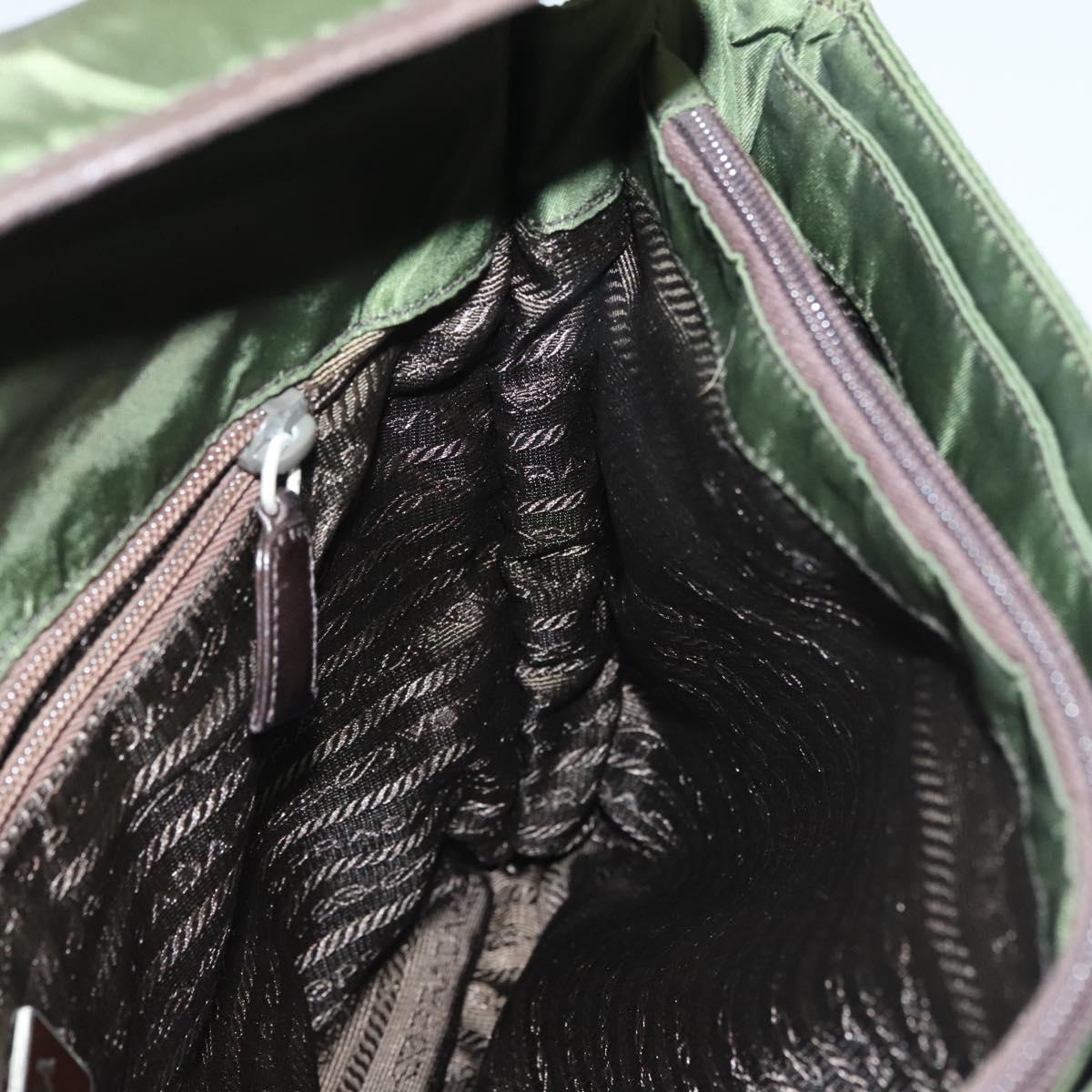 PRADA Tote Bag Nylon Khaki Silver Auth bs27300