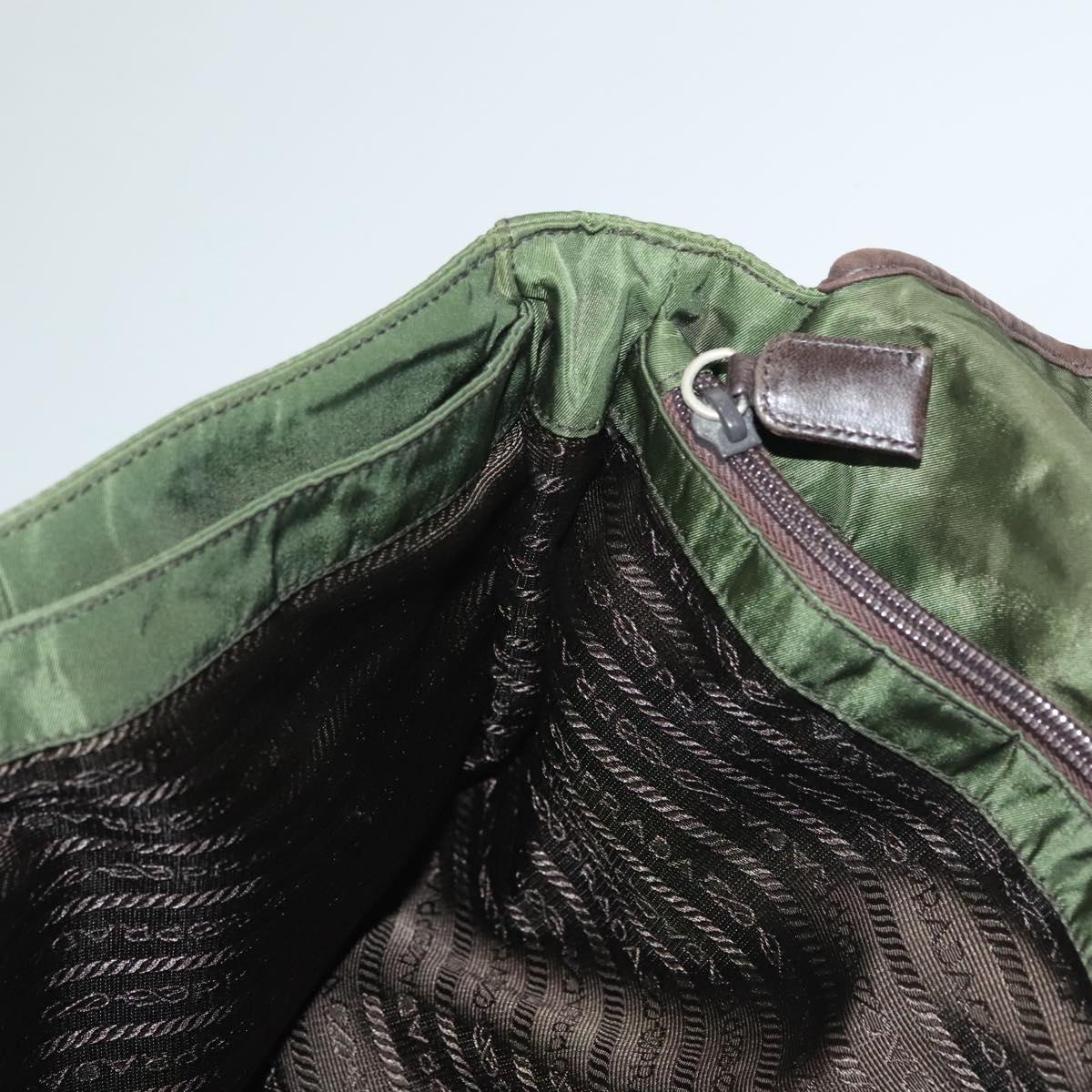 PRADA Tote Bag Nylon Khaki Silver Auth bs27300