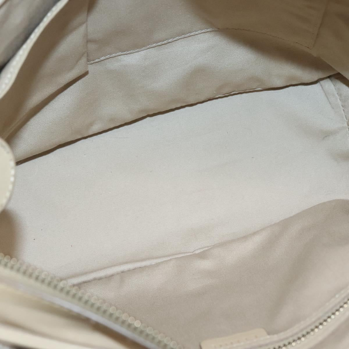 CELINE Hand Bag Leather 2way Beige Silver Auth bs27306