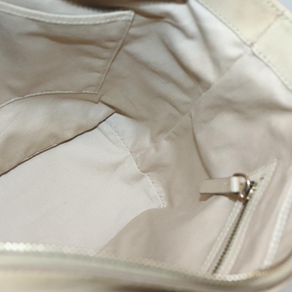 CELINE Hand Bag Leather 2way Beige Silver Auth bs27306