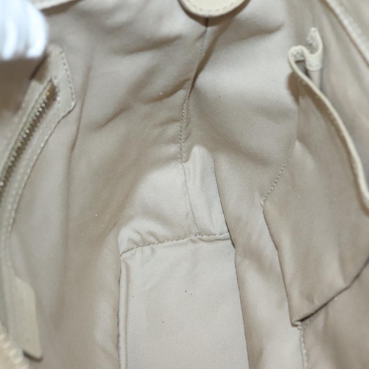 CELINE Hand Bag Leather 2way Beige Silver Auth bs27306