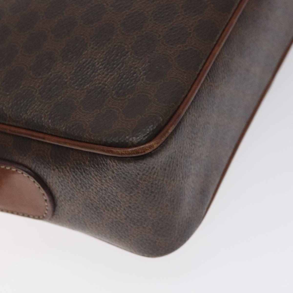 CELINE Macadam Canvas Shoulder Bag PVC Leather Brown Gold Auth bs27307