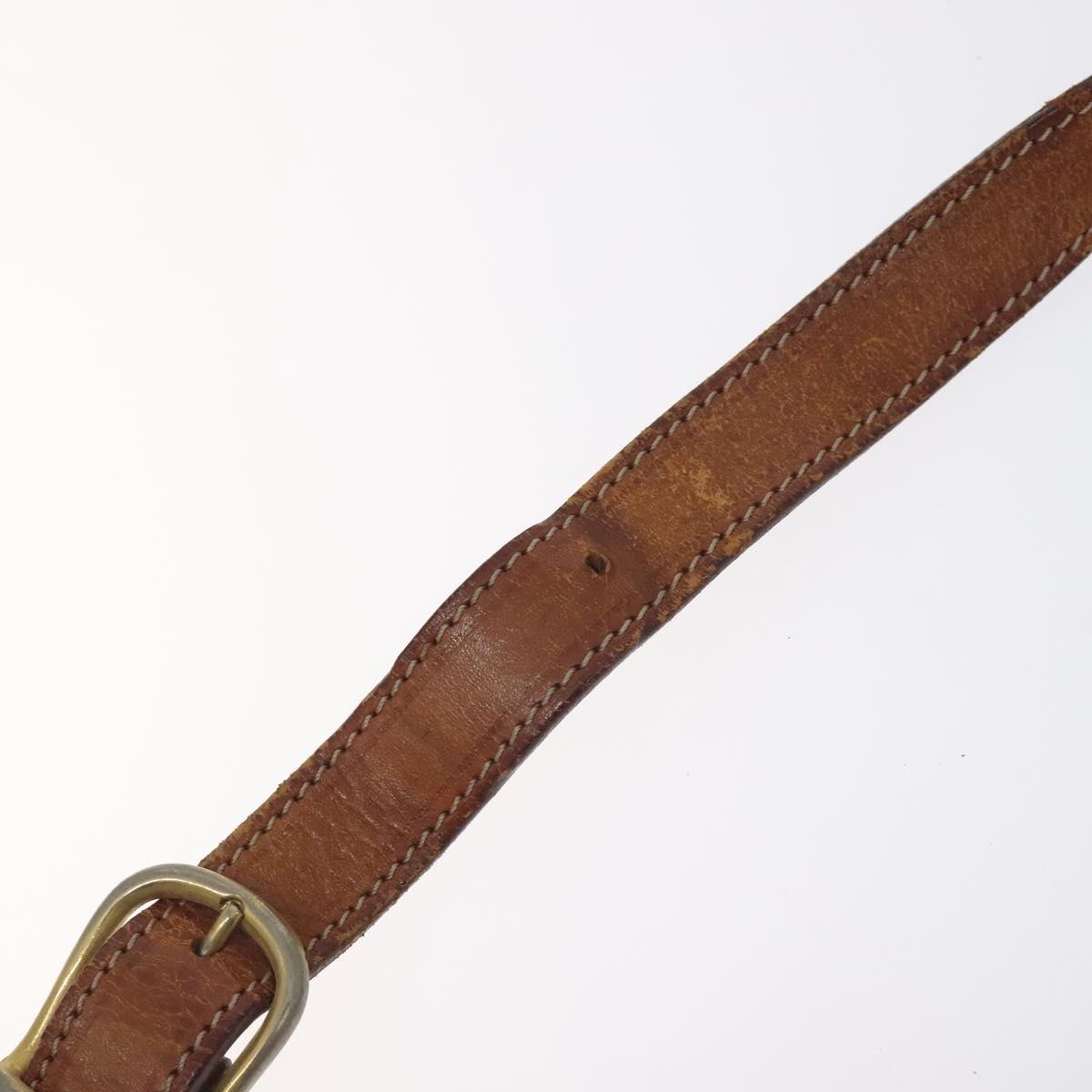 CELINE Macadam Canvas Shoulder Bag PVC Leather Brown Gold Auth bs27307