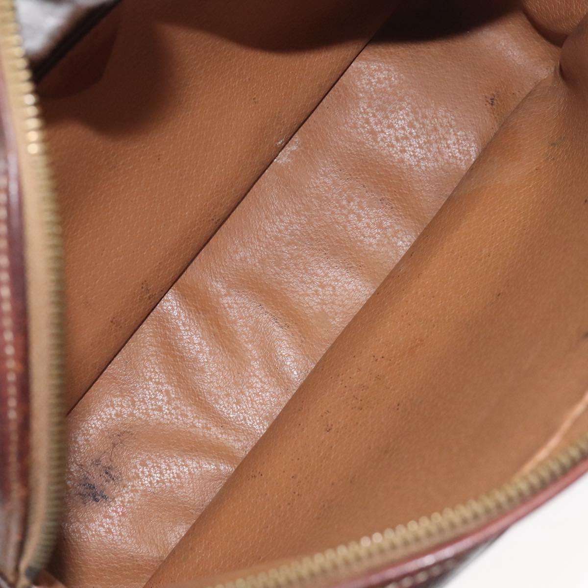 CELINE Macadam Canvas Shoulder Bag PVC Leather Brown Gold Auth bs27307