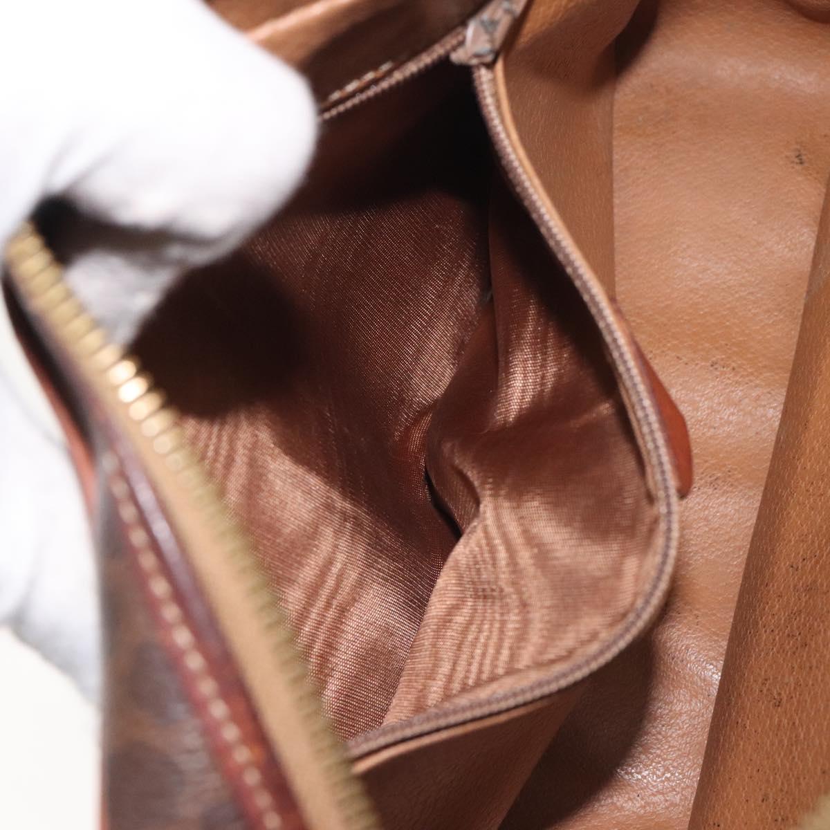 CELINE Macadam Canvas Shoulder Bag PVC Leather Brown Gold Auth bs27307