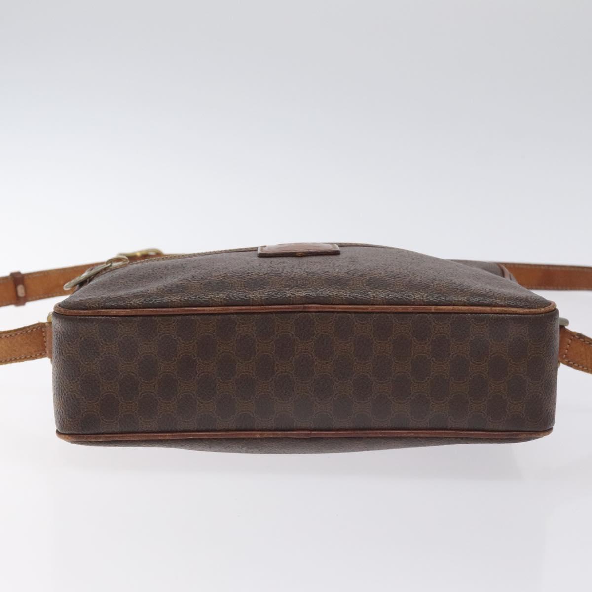 CELINE Macadam Canvas Shoulder Bag PVC Leather Brown Gold Auth bs27307